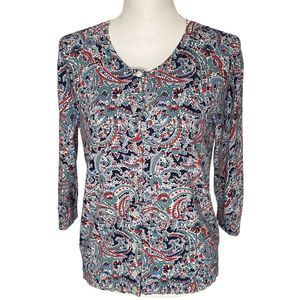 Talbots PM Paisley Button Up Cardigan